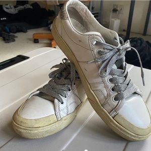 Saint Laurent SL/37 White Glitter Sneakers Size7.5